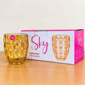Sky Glassware 6 Pcs Dimple Golden Glass Set – 320ml