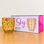Sky Glassware 6 Pcs Dimple Golden Glass Set – 320ml