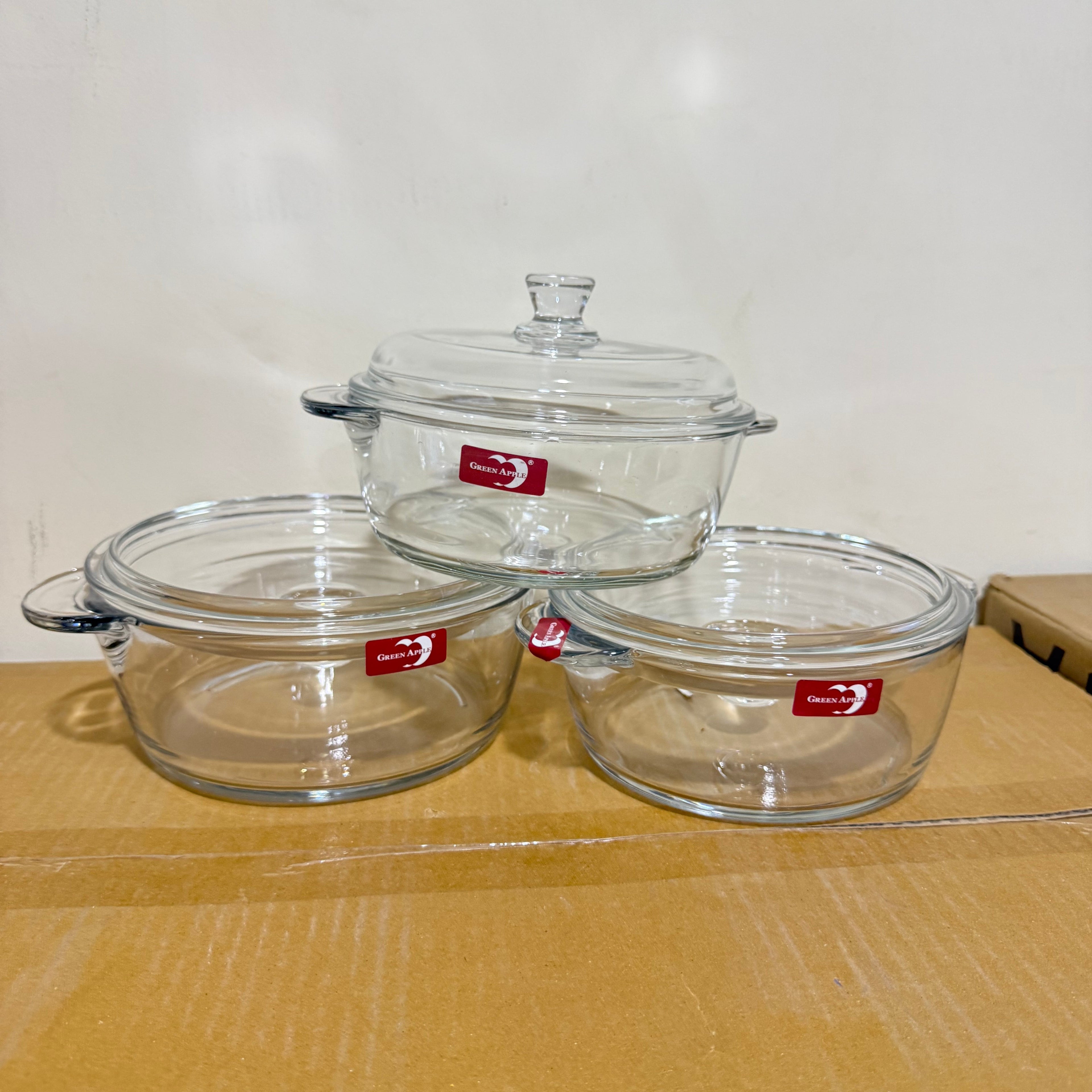 Deli Glassware 3 Pcs Glass Casserole Bowl Set with Glass Lids