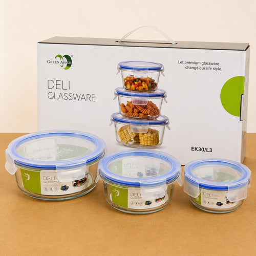 Deli Glassware 3 PCs Glass Food Storage Container Set