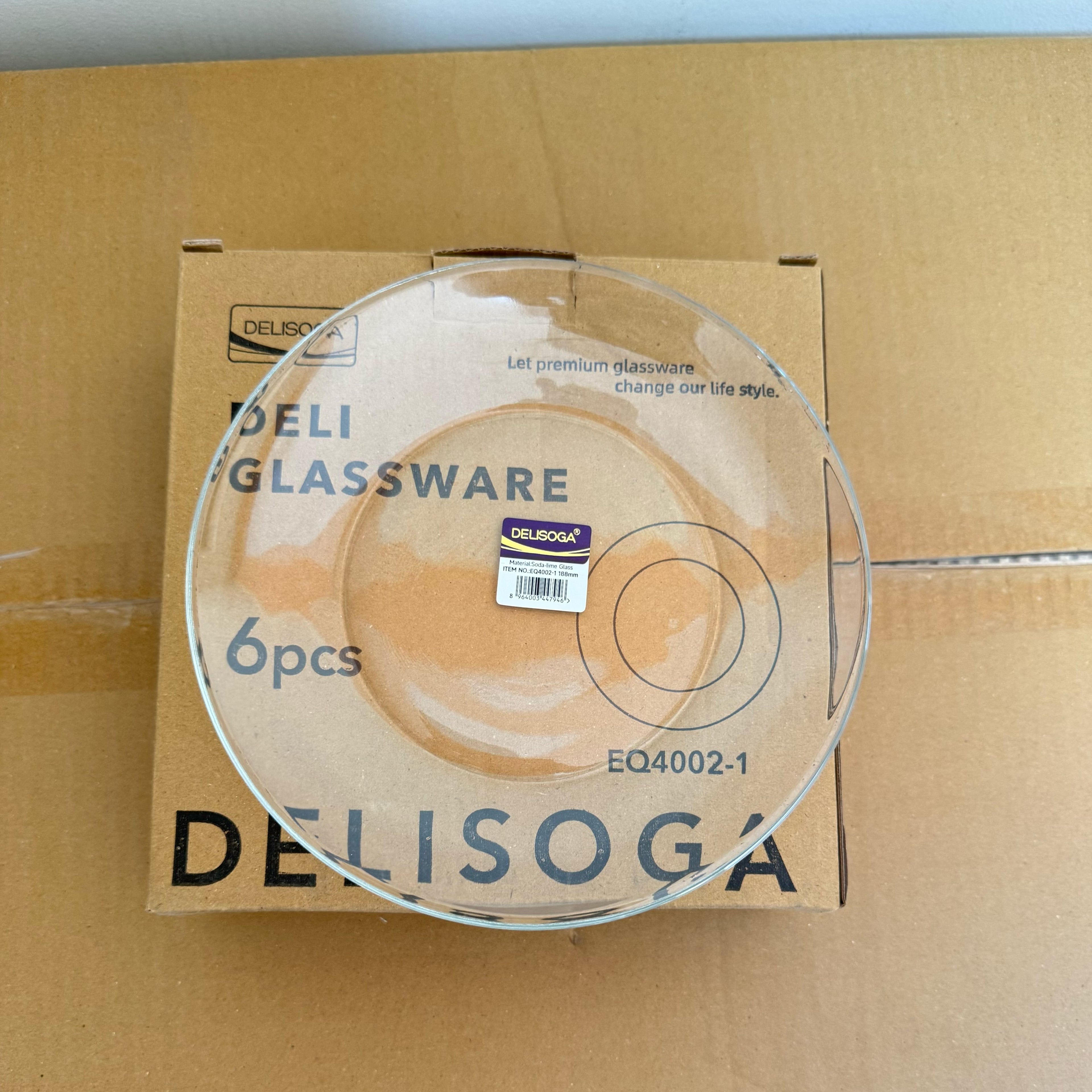 Delisoga Glassware 6 Pcs Flat Glass Plate Set – 7.5 Inch & 9 Inch
