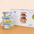 Deli Glassware 3 PCs Glass Food Storage Container Set