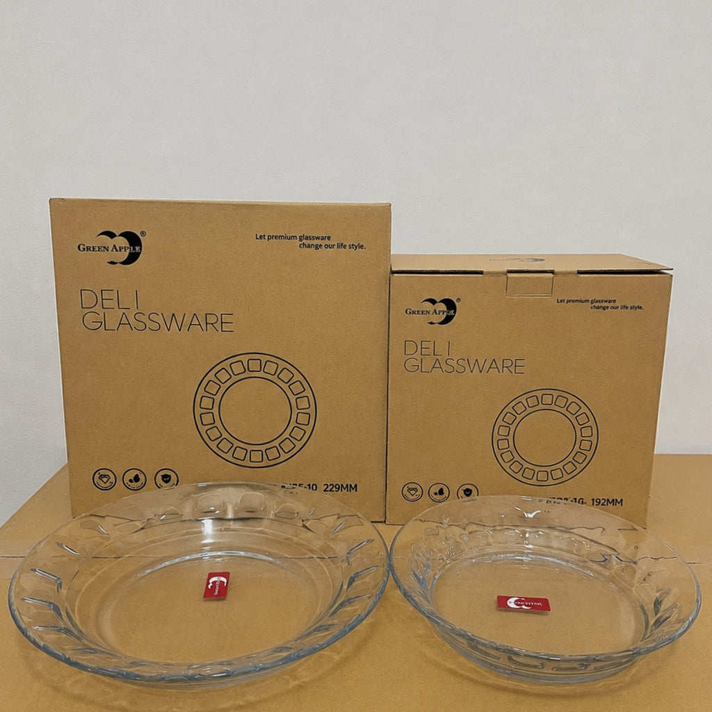 Deli Glassware 6 Pcs Thumb Design Deep Glass Plate Set – 7.5 Inch & 9 Inch