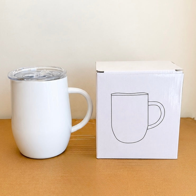 Imported 350ml Stainless Steel Coffee Mug with Airtight Lid – White