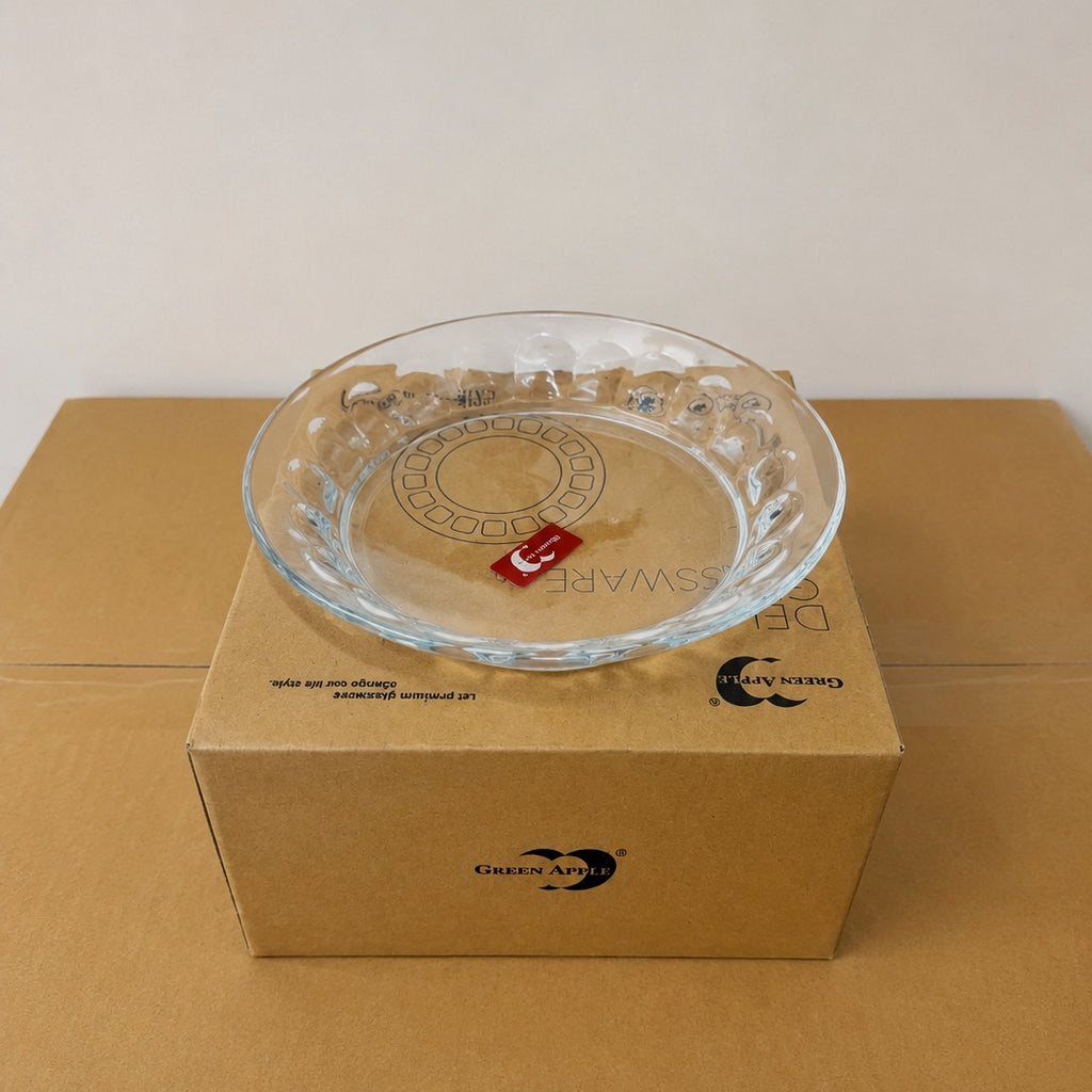 Deli Glassware 6 Pcs Thumb Design Deep Glass Plate Set – 7.5 Inch & 9 Inch