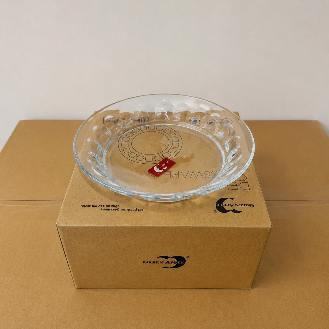 Deli Glassware 6 Pcs Thumb Design Deep Glass Plate Set – 7.5 Inch & 9 Inch