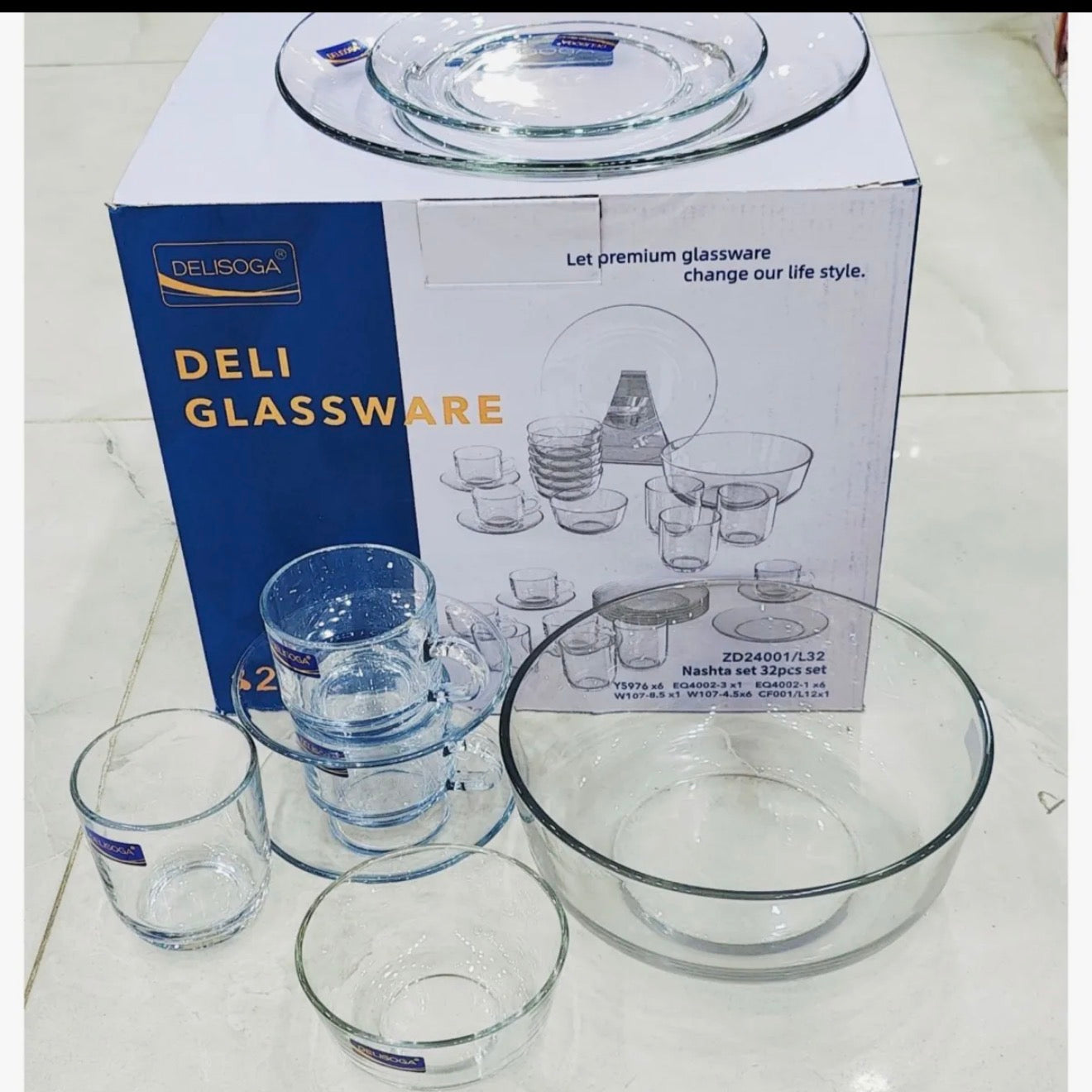 Delisoga Glassware 32 Pcs Breakfast (Nashta) Set