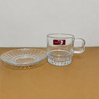 Deli Glassware 12 Pcs Glass Cup & Saucer Set – 6 Wide Handle Cups & 6 Saucers