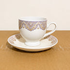 12 Pcs Semi Bone Ceramic Cup & Saucer Set – 6 Cups & 6 Saucers