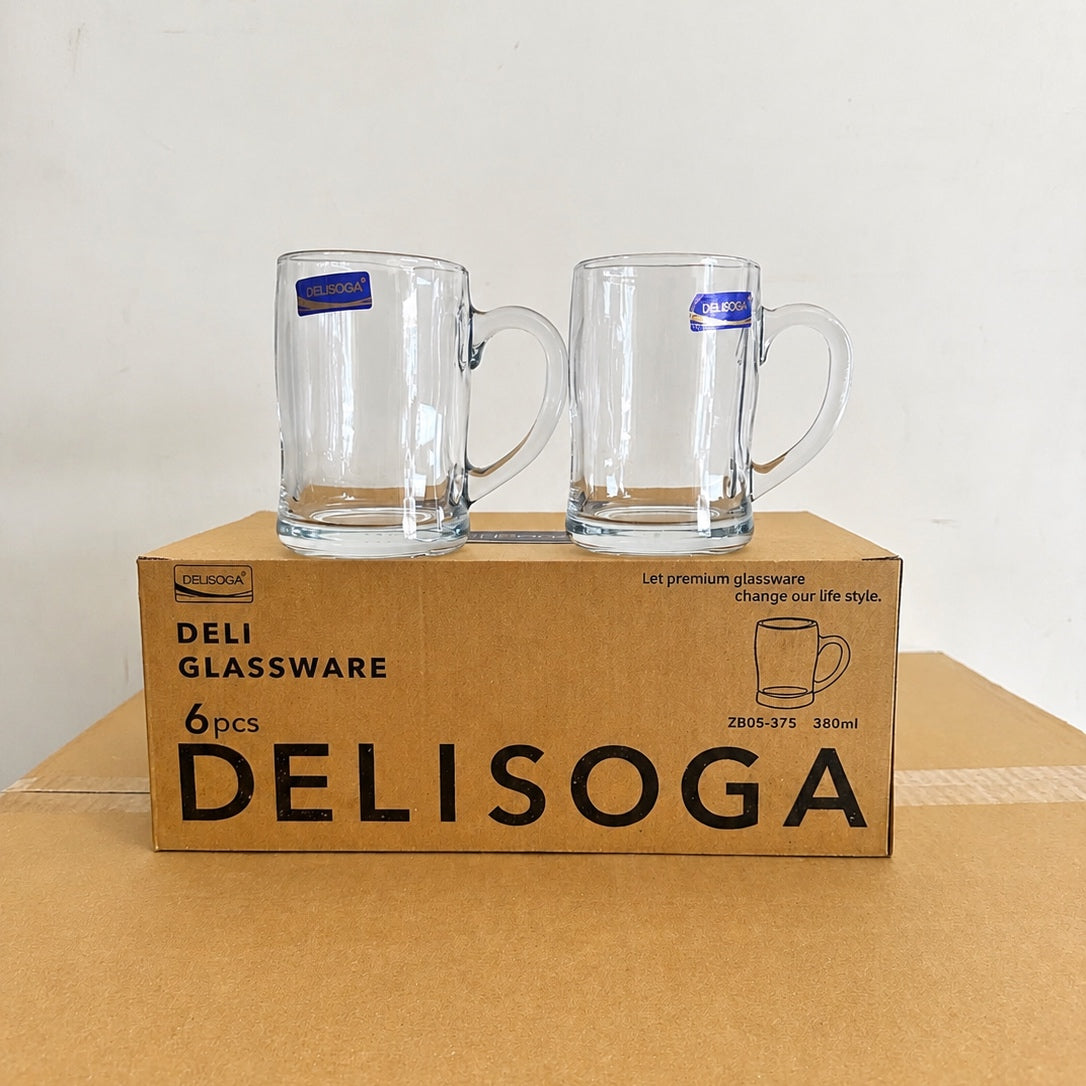 Delisoga Glassware 6 Pcs Glass Juice Mug Set – 380ml & 410ml