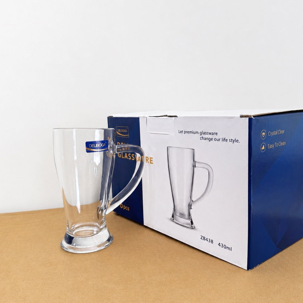 Deli Glassware 6 Pcs Long Glass Juice Mug Set – 430ml