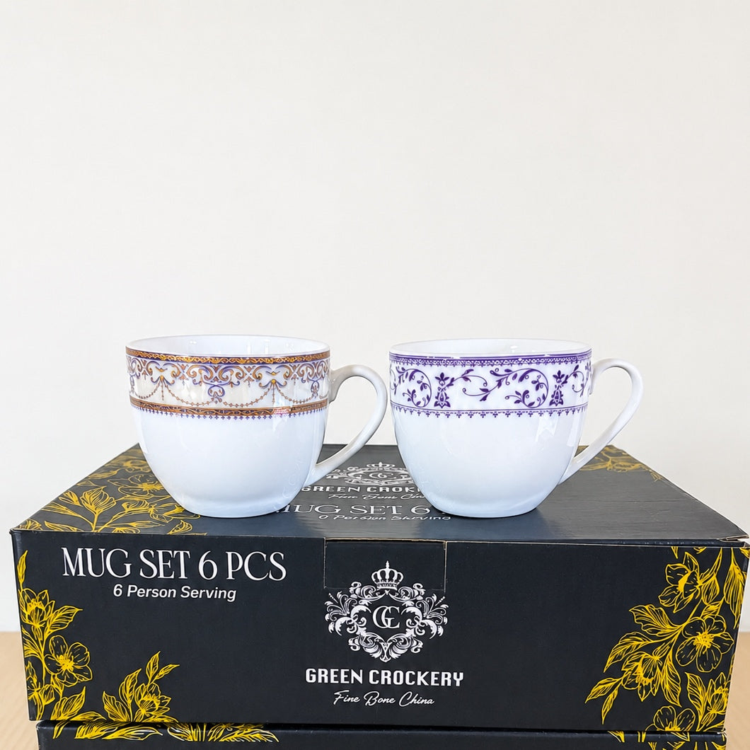 Bone China Piyala Shape Tea Cups – 6 Pcs Set