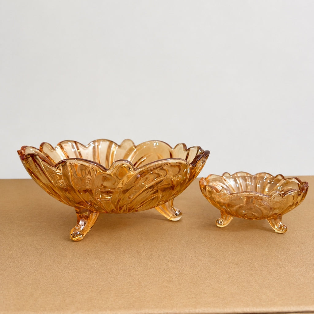 7 Pcs Golden Glass Fruit & Trifle Bowl Set – Foot Cut Design