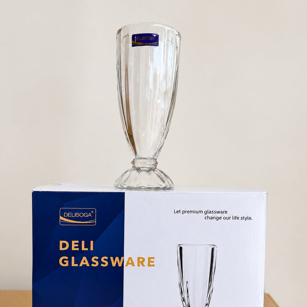 Delisoga Glassware 6 Pcs Long Shake Glass Set – 340ml Fancy Design