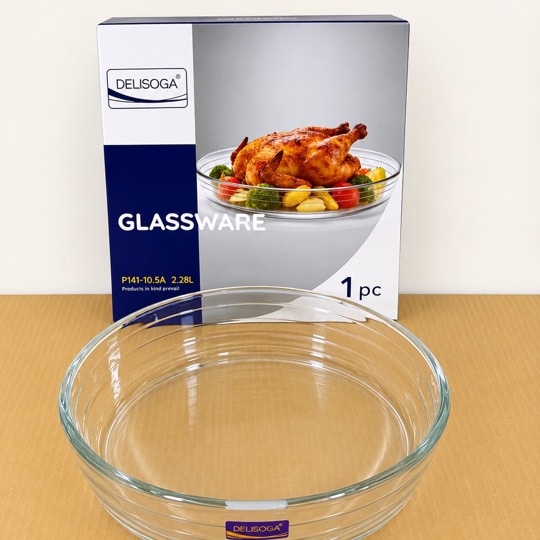 Glass Round Serving Tray – 1 Pc | 1.78L & 2.28L
