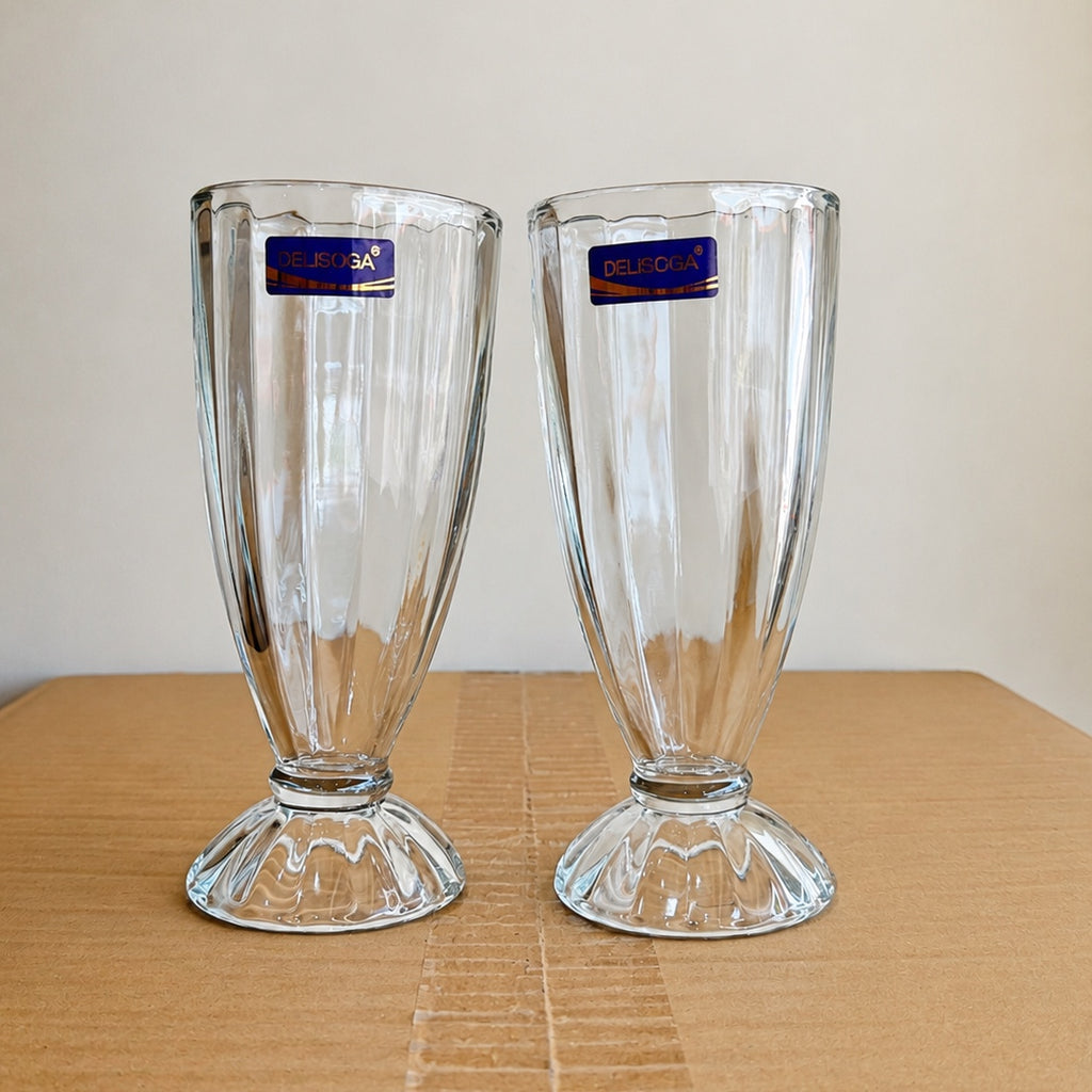 Delisoga Glassware 6 Pcs Long Shake Glass Set – 340ml Fancy Design