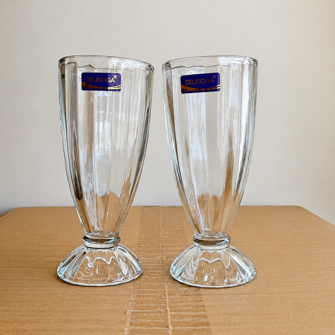 Delisoga Glassware 6 Pcs Long Shake Glass Set – 340ml Fancy Design