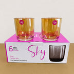 Sky Glassware 300ml Golden Plain Glass Set – For Water & Juice