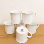 Delisoga 6 Pcs Bone China Tea & Coffee Cup Set – White with Golden Border (200ml)