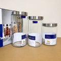 Delisoga 3 Pcs Airtight Glass Storage Jar Set with Metal Lids