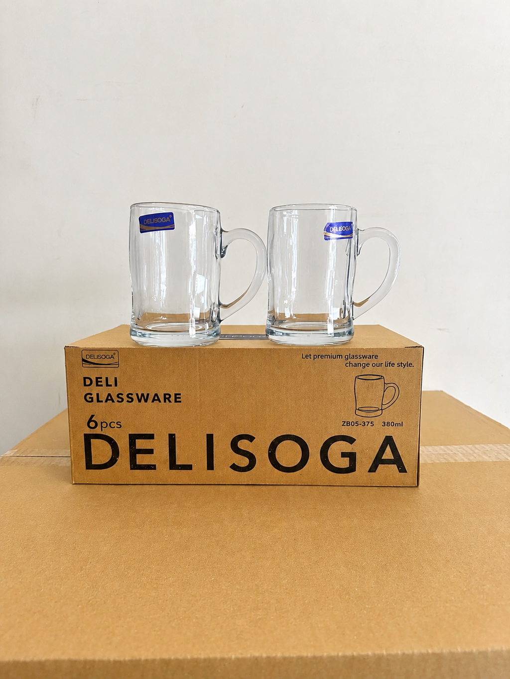 Delisoga Glassware 6 Pcs Glass Juice Mug Set – 380ml & 410ml