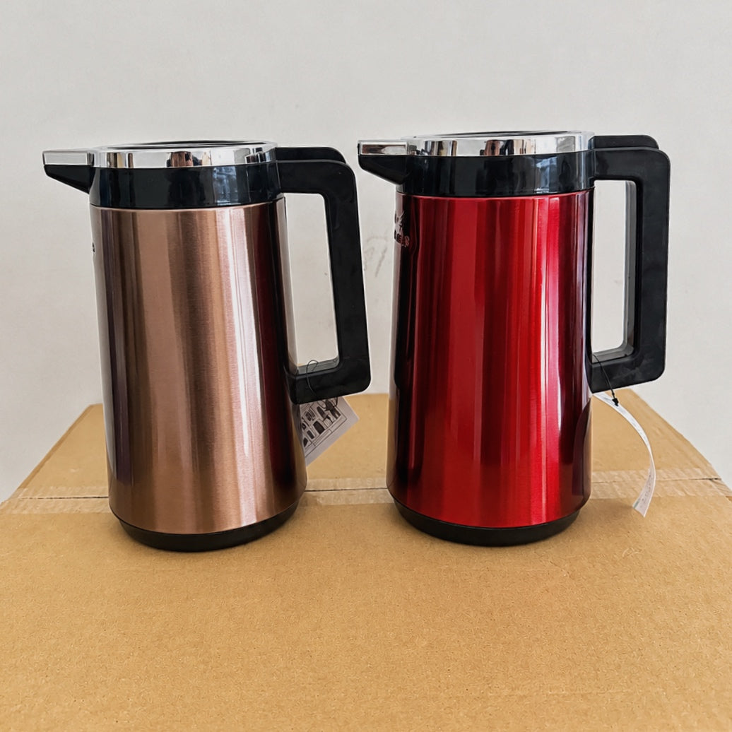 1 Litre Metal Body Thermos Flask – Brown & Red