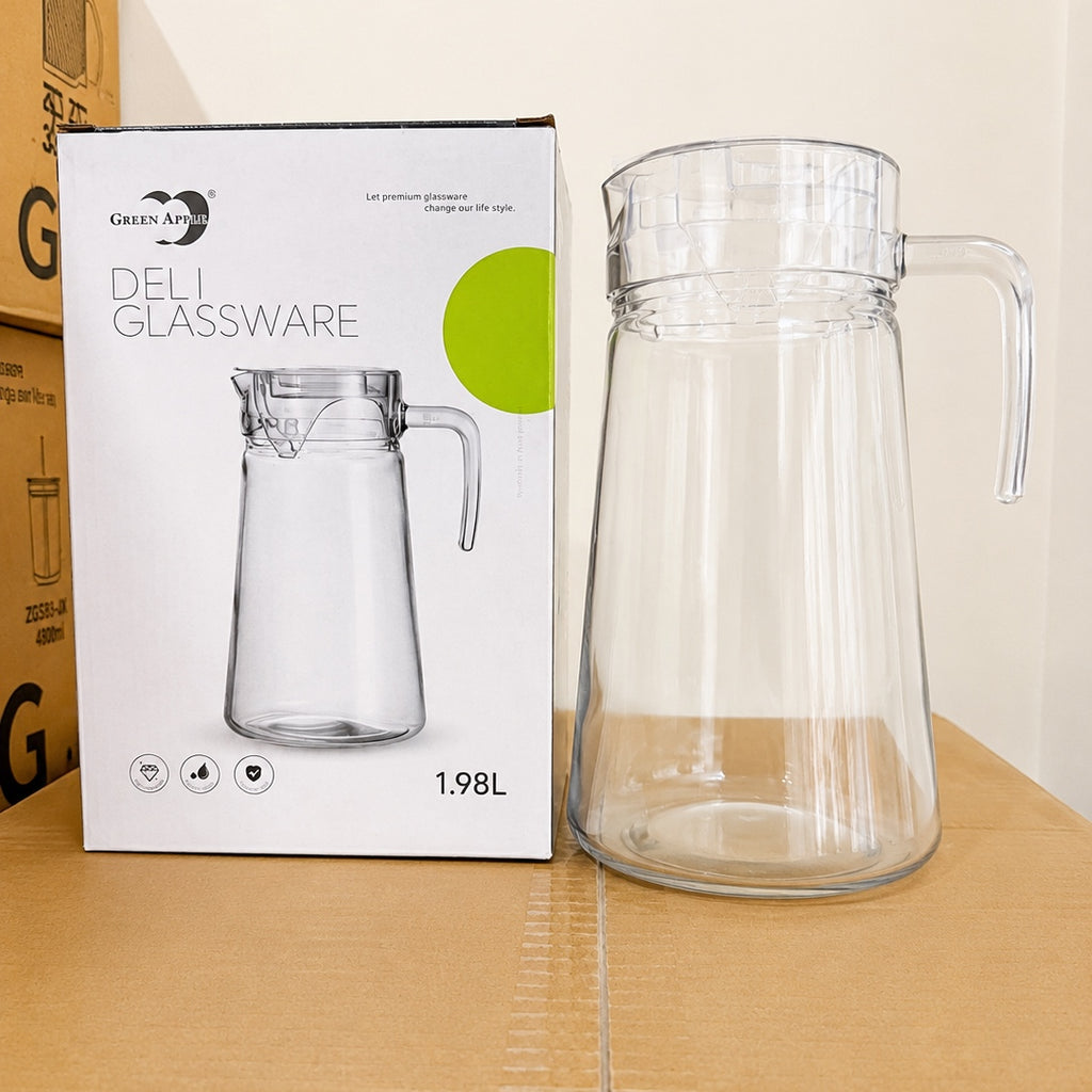 Plain Glass Water Jug with Crystal Plastic Lid – Approx. 1.5L