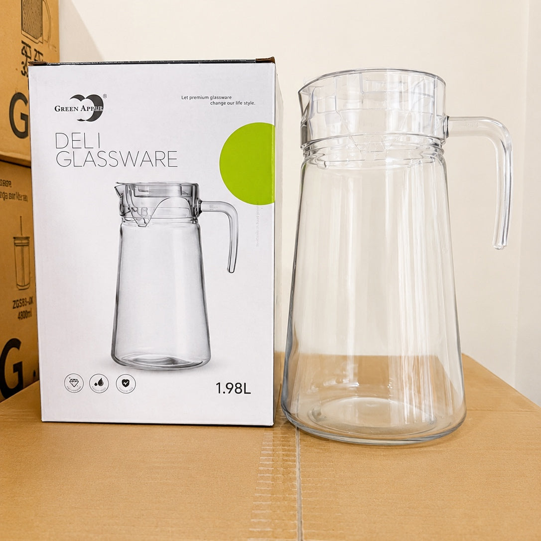 Plain Glass Water Jug with Crystal Plastic Lid – Approx. 1.5L