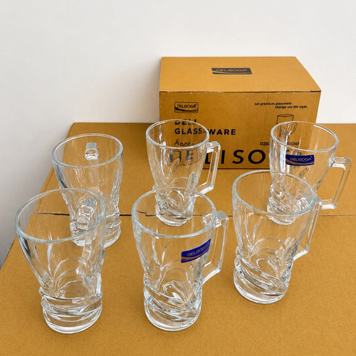 Delisoga Premium Glass Mug Set – 6 Pieces (270ml)