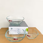 Deli Glassware 3 Pcs Square Deep Glass Bowl Set – 3 Sizes