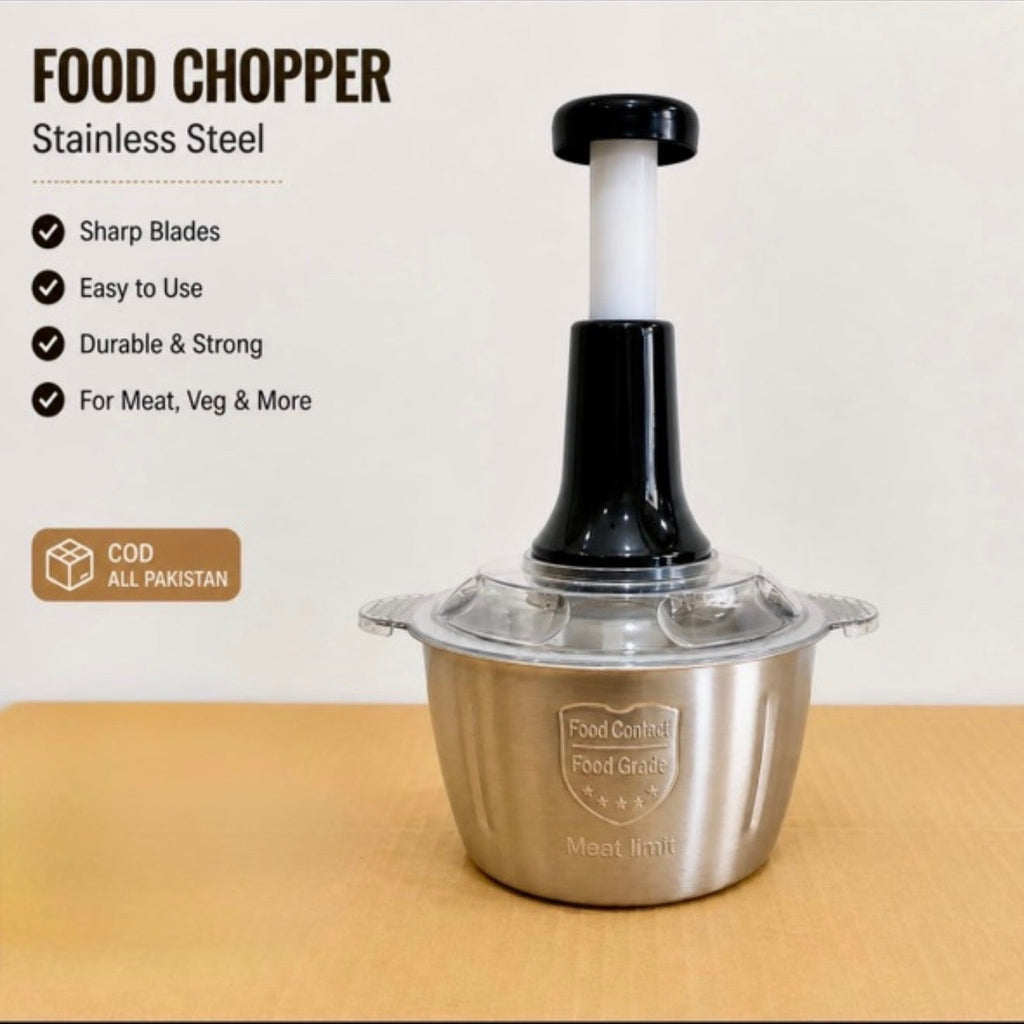 Manual Hand Push Steel Chopper 2L – For Ginger, Chilli & Vegetables