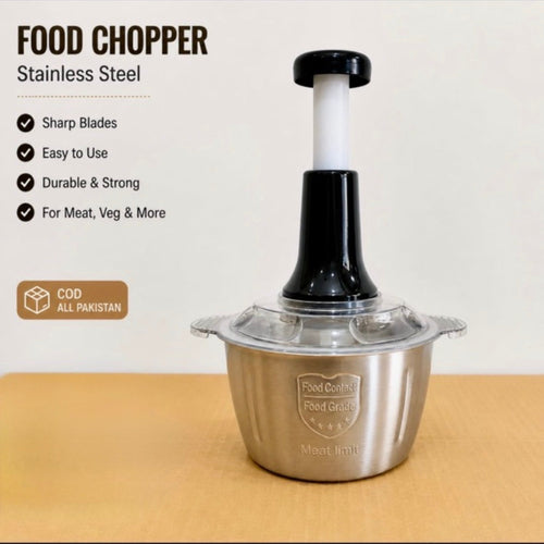 Manual Hand Push Steel Chopper 2L – For Ginger, Chilli & Vegetables