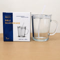 Delisoga Glassware 400ml Glass Juice Mug with Straw & Airtight Lid