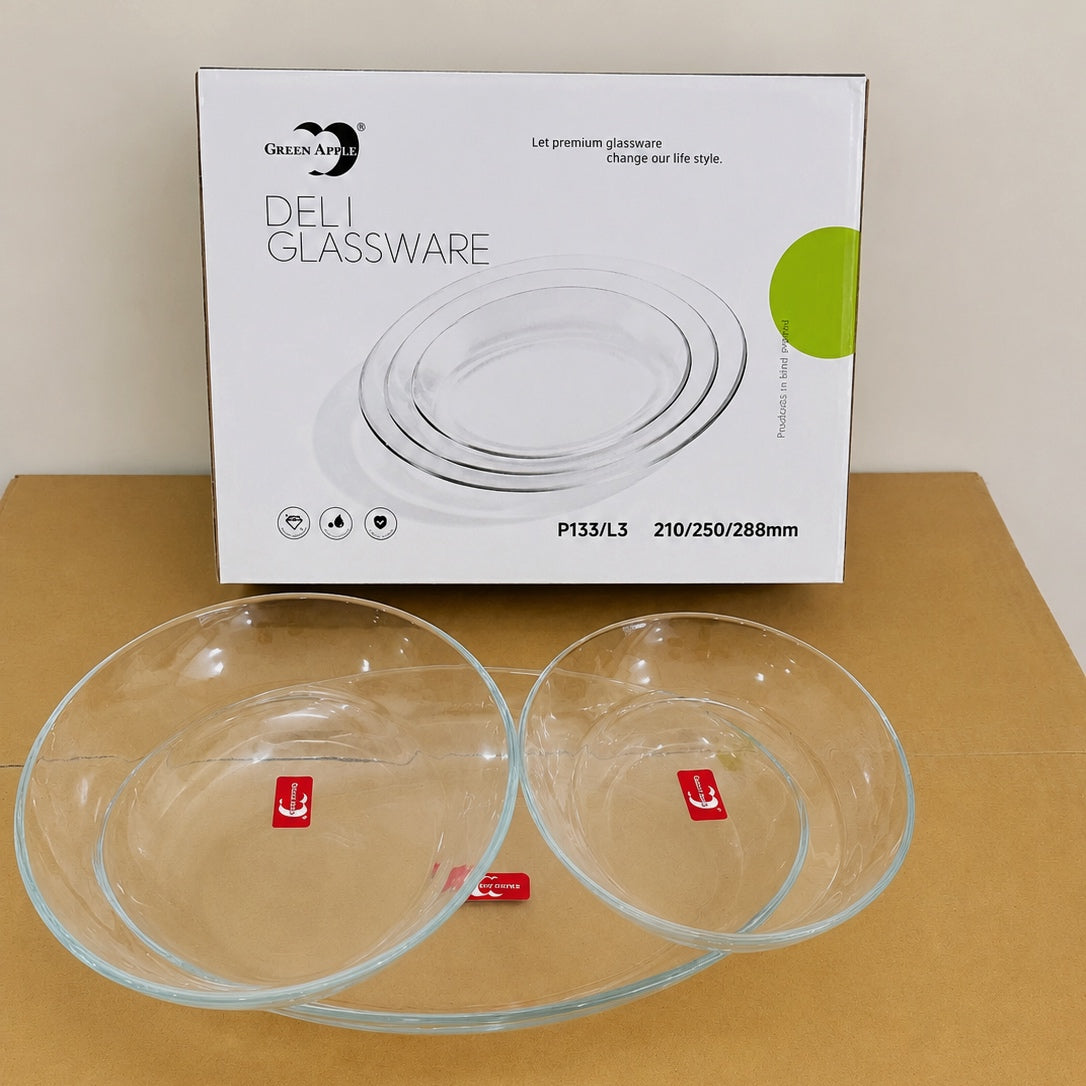 Deli Glassware 3 Pcs Oval Shape Glass Dish Set