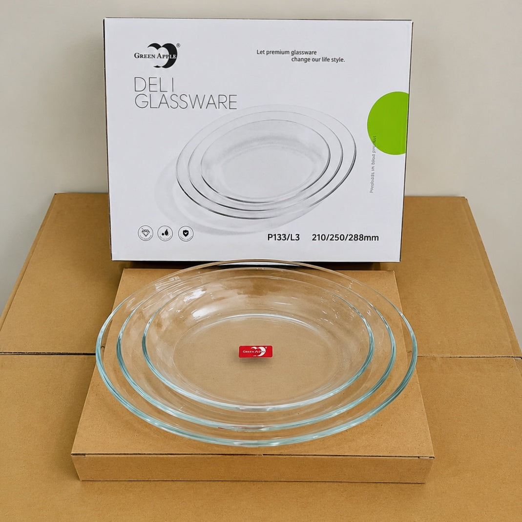 Deli Glassware 3 Pcs Oval Shape Glass Dish Set