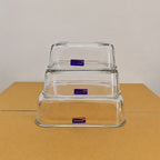Delisoga Glassware 3 Pcs Rectangle Shape Glass Dish Set