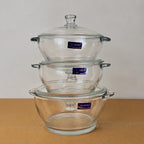 Delisoga Glassware 3 Pcs Glass Bowls and casserole Set with Glass Lids