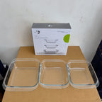 Deli Glassware 3 Pcs Glass Serving Tray Set with Handle