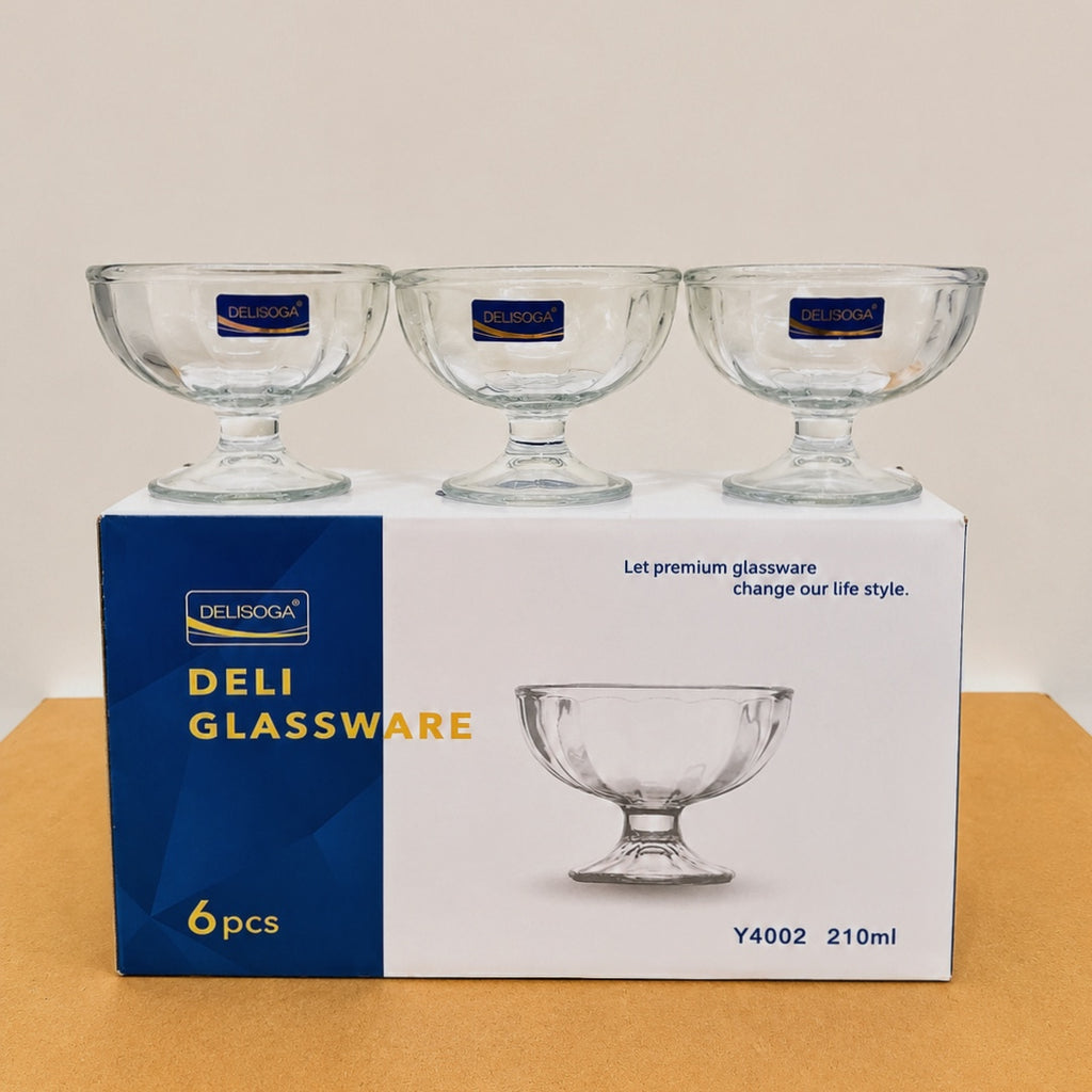 Delisoga Glassware 6 Pcs Ice Cream & Dessert Cup Set – 210ml