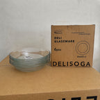 Delisoga Glassware 3 Sizes Deep Glass Plates 6 PCs Set