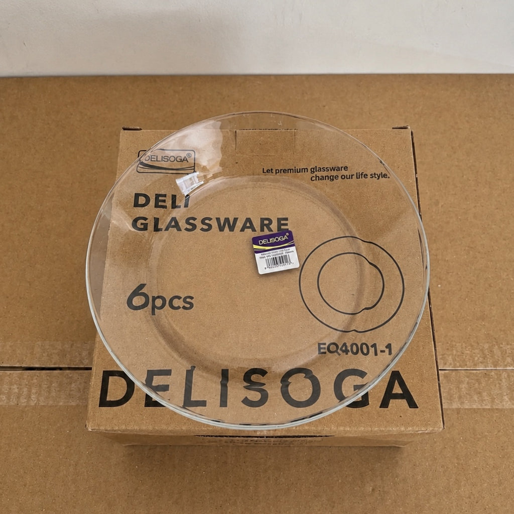 Delisoga Glassware 3 Sizes Deep Glass Plates 6 PCs Set