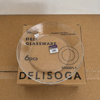 Delisoga Glassware 3 Sizes Deep Glass Plates 6 PCs Set