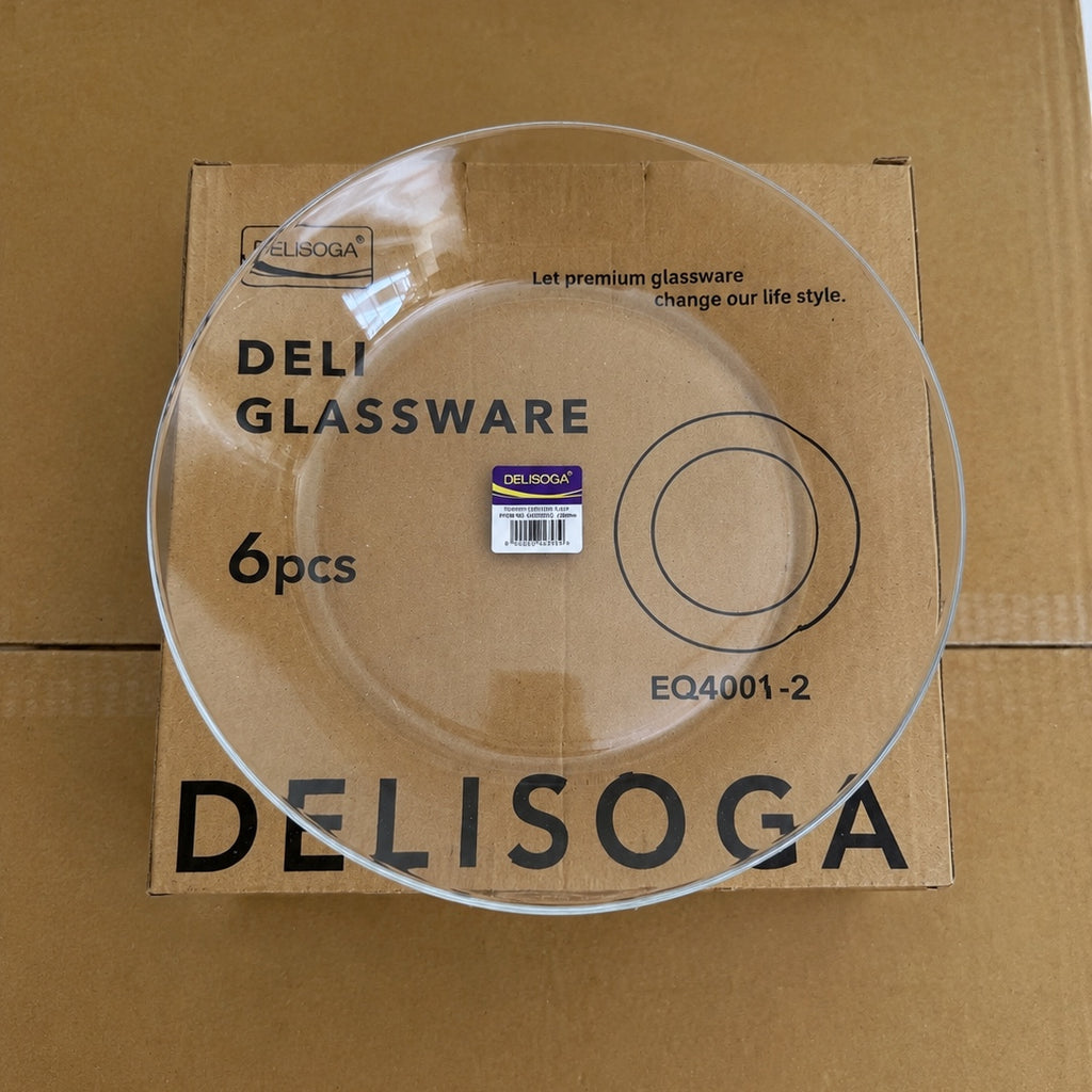 Delisoga Glassware 3 Sizes Deep Glass Plates 6 PCs Set