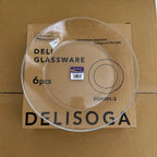 Delisoga Glassware 3 Sizes Deep Glass Plates 6 PCs Set