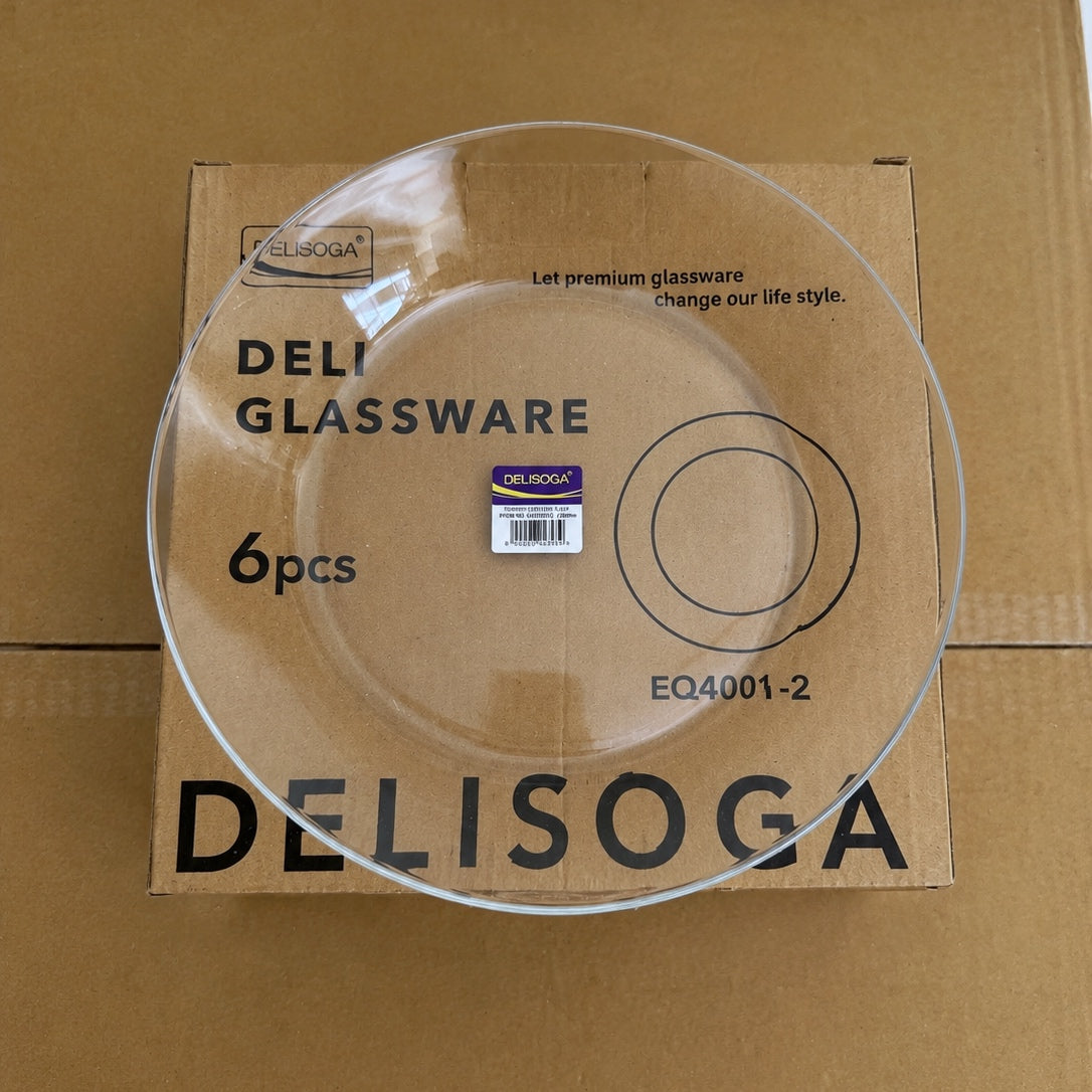 Delisoga Glassware 3 Sizes Deep Glass Plates 6 PCs Set