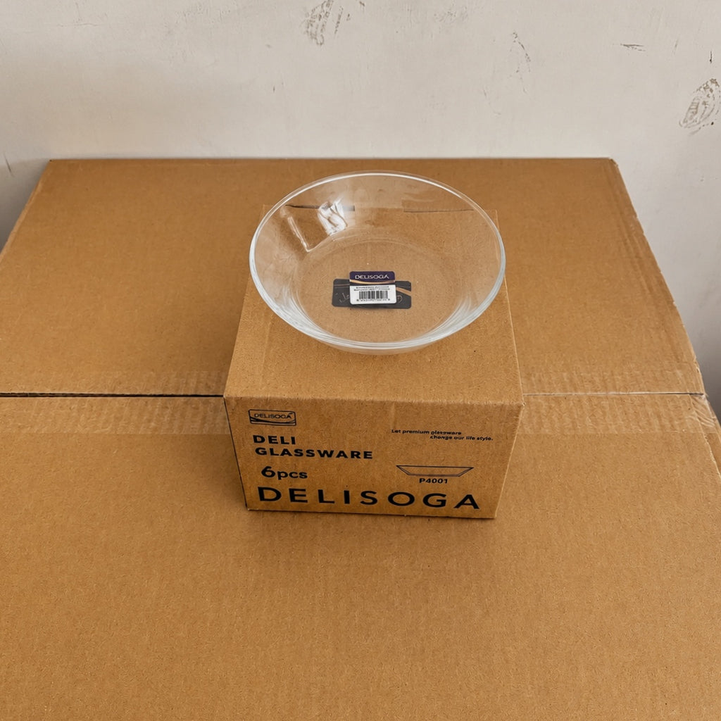 Delisoga Glassware 3 Sizes Deep Glass Plates 6 PCs Set