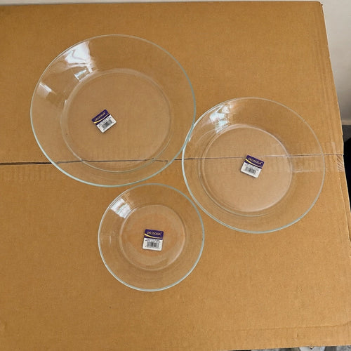Delisoga Glassware 3 Sizes Deep Glass Plates 6 PCs Set