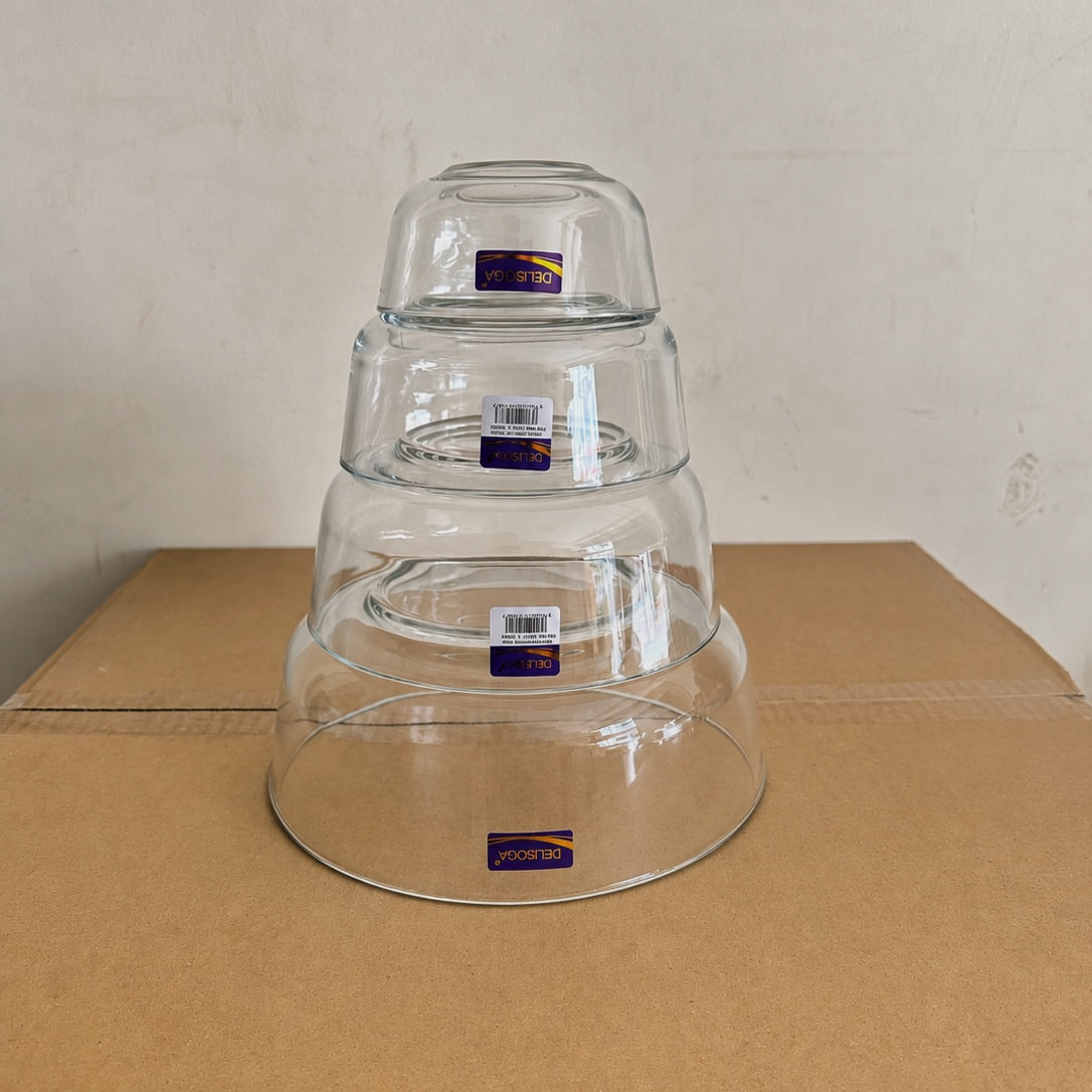Delisoga Glassware 4 Sizes Glass Serving Bowls Set