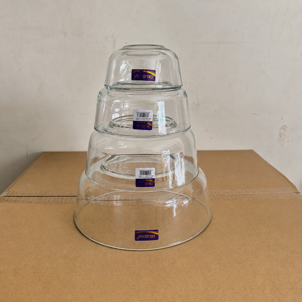 Delisoga Glassware 4 Sizes Glass Serving Bowls Set