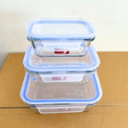 Deli Glassware 3 Pcs Glass Food Container Set with Airtight Lids
